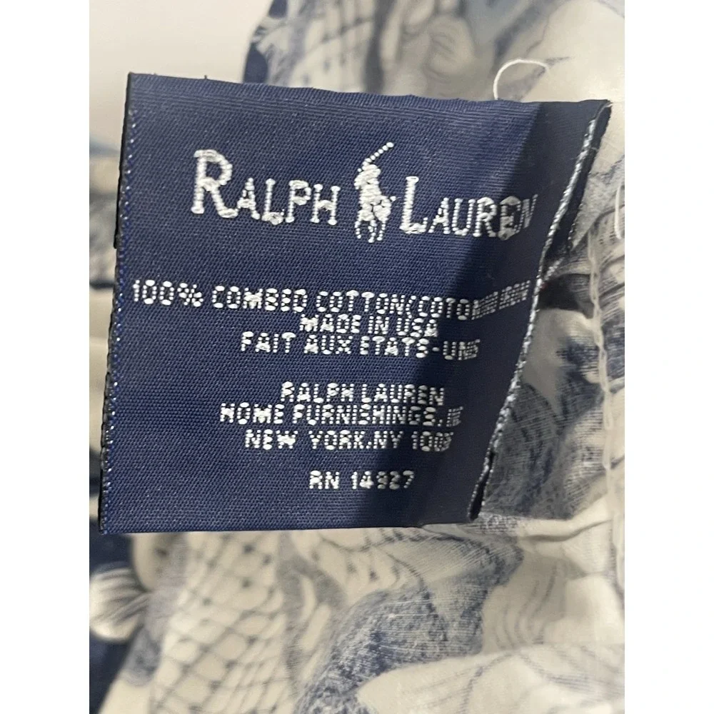Vintage Ralph Lauren Nanking Standard 2 Shams Porcelain Dragon Blue White Ruffle